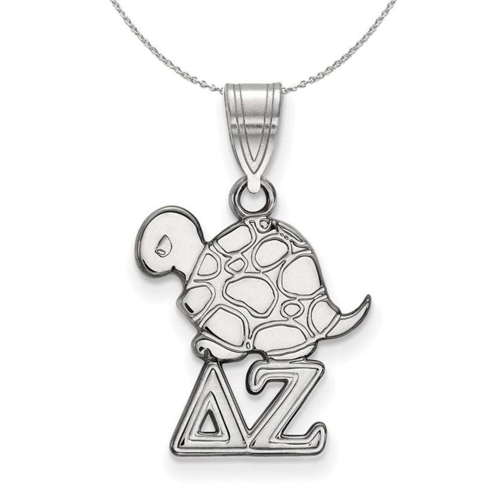 Sterling Silver Delta Zeta Small Pendant Necklace - 18 Inch